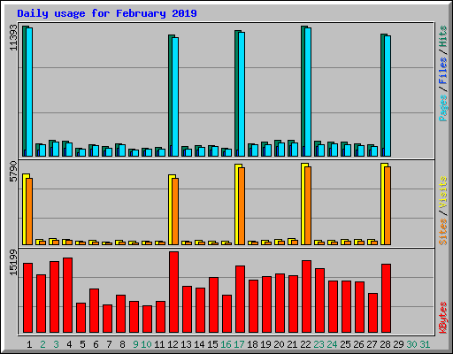 Daily usage for February 2019
