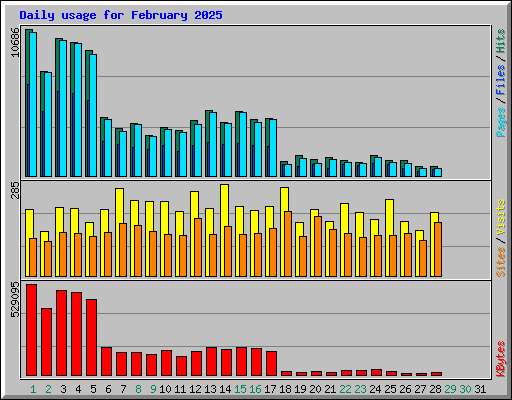 Daily usage for February 2025