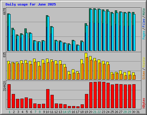 Daily usage for June 2025