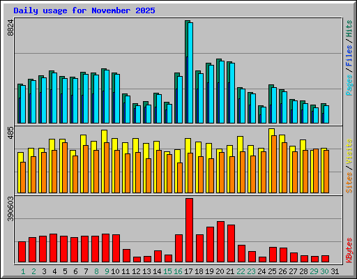 Daily usage for November 2025