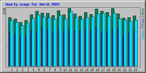 Hourly usage for March 2025
